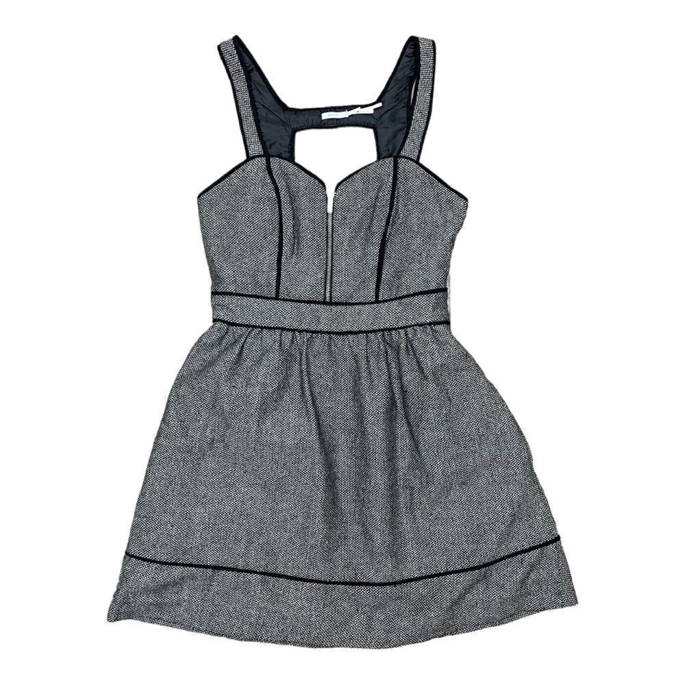 Kimchi Blue Black White Metallic Wool Dress SZ 4 Sweetheart Neck Dark Academic